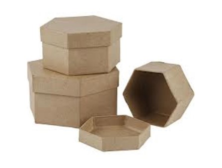 Hexagon  Papier Mache Boxes Set of 3