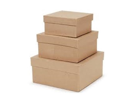 Square  Papier Mache Boxes Set of 3