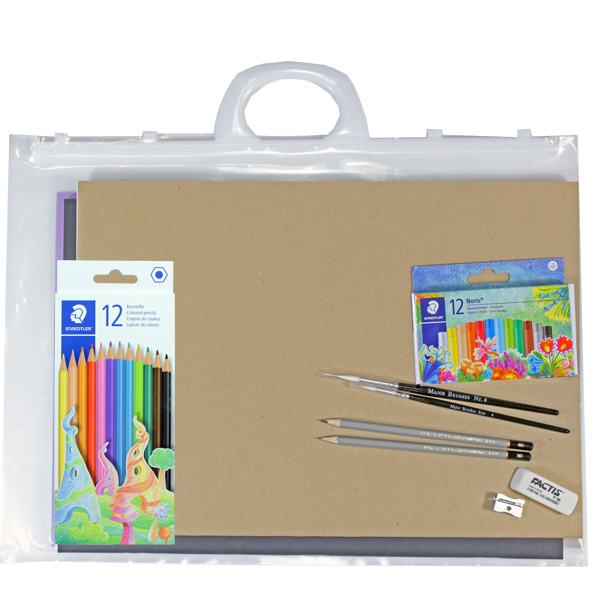 A3 Art Pack, Softback Sketchbook with Staedtler Colouring Pencils