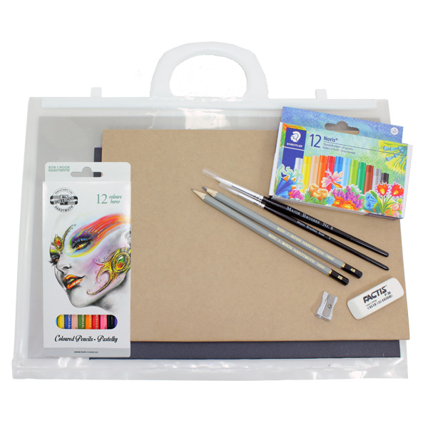 A4 Art Pack Softback with Koh Colouring Pencils & Staed Oil 12's