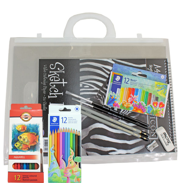 A4 Art Pack, Icon Sketch Pad Kit with Staed Oil 12's