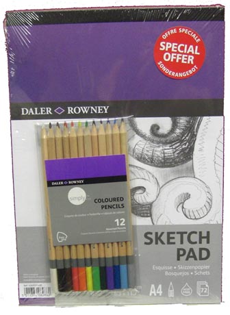 Daler Simply Colouring Pencil set with A4 Pad