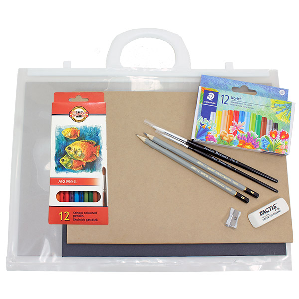 A4 Art Pack, Softback with Koh W/C  Pencils, Staedtler Oil 12's