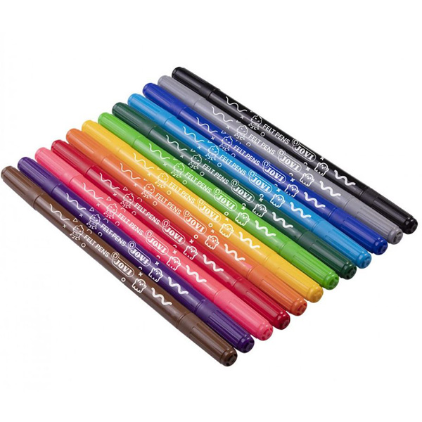 Jovi Assorted Double Tip Felt Pens 12pk