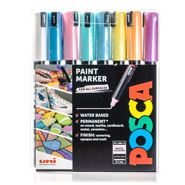 Posca Pastel Coloured Markers 0.7mm 8pk