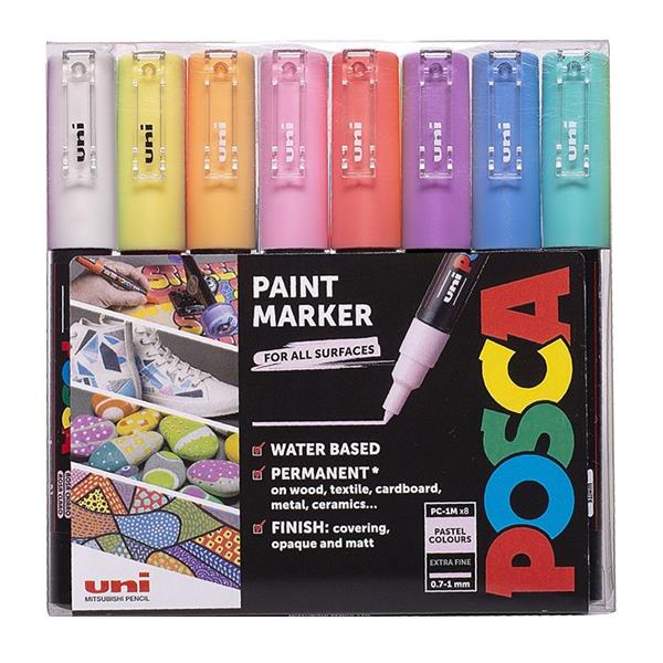 Posca Pastel Coloured Markers 0.7-1mm 8pk