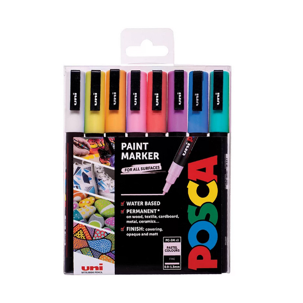 Posca Pastel Coloured Markers 0.9-1.3mm 8pk